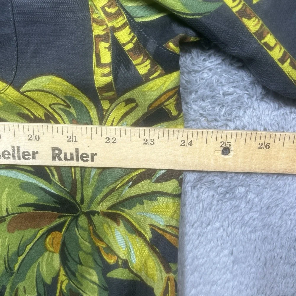 Tommy Bahama Shirt Men's L Black Silk Coconut Palm Tree Hawaiian Camp Pocket‎